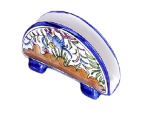 Porta guardanapos em faiança pintado à mão decoração Século XVII cores