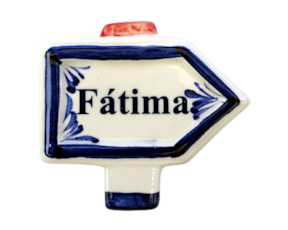 Magnético em faiança decorado motivo placa Fátima