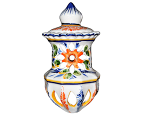 Chaminé cabaça em faiança pintada à mão motivo flor multicolor