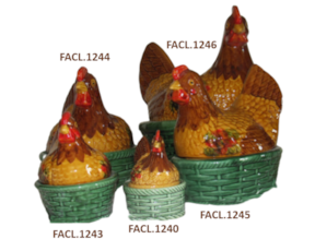 Galinha decorativa em faiança pintada à mão