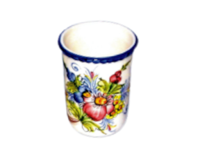 Copo em faiança pintado à mão motivo flores