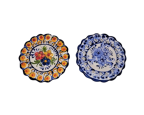 Prato mini magnético em faiança pintado à mão motivo flores