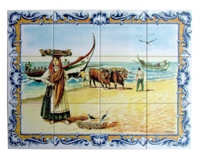 Painel decorado Pescadores arte xávega