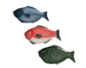 Travessa peixe plana em faiança pintada à mão
