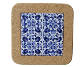 Azulejo decorado 15x15 cm com base de cortiça padrão 30