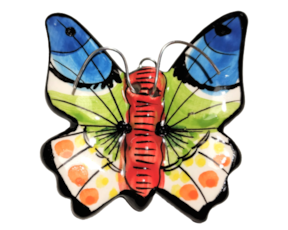 Magnético borboleta em faiança pintada à mão