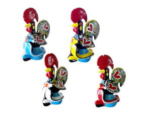 Galo barcelos vespa decorativo pintado à mão em cerâmica-barro