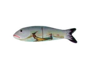 Sardinha magnética em faiança decorada motivo moliceiro-Aveiro