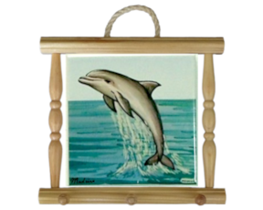 Suporte de panos em madeira natural 15x15 cm golfinho
