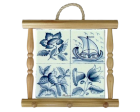 Suporte de panos em madeira natural 15x15 cm delfis