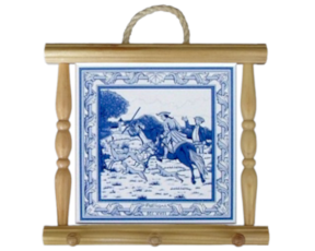 Suporte de panos em madeira natural 15x15 cm caçadas