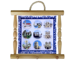 Suporte de panos em madeira natural 15x15 cm monumentos