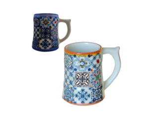 Caneca em faiança decorada multi-padrão