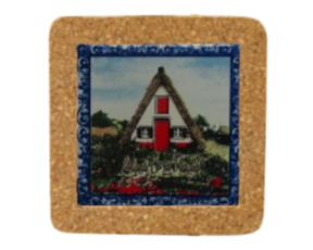 Magnético de cortiça com azulejo decorado 5x5 cm motivo casa santana