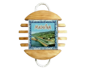 Base de tacho em madeira natural com azulejo decorado 15x15 cm motivo aeroporto 