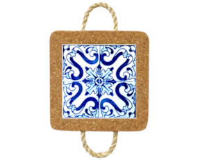 Azulejo decorado 15x15 cm com base em cortiça com corda padrão 29