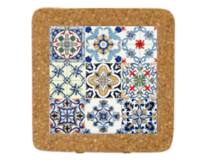 Magnético de cortiça com azulejo decorado 5x5 cm multi-padrão