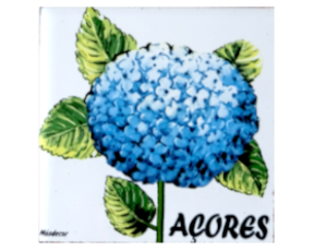Magnético azulejo decorado 7.5x7.5 cm motivo hortênsia