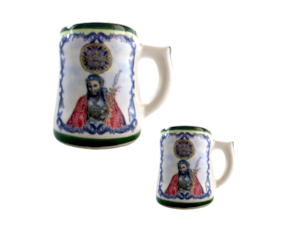 Caneca em faiança decorada motivo Santo Cristo