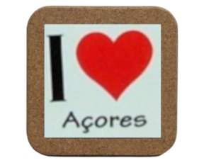 Magnético de cortiça com azulejo decorado 5x5 cm motivo I love Açores