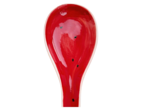 Suporte colher oval em faiança pintado à mão decoração melancia 