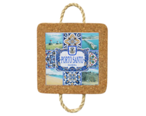 Base de cortiça com corda e azulejo decorado 10*10 cm motivo  Porto santo