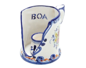 Caneca palmatória em faiança pintada à mão decoração flores