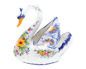 Cisne regional decorativo em faiança pintado à mão decoração flores