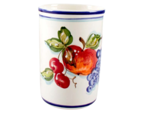 Porta utensílios em faiança pintado à mão decoração frutos