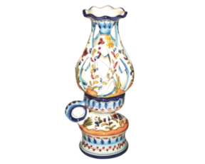 Lanterna/Candeeiro em faiança pintada à mão decoração Século XVII 