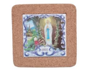 Magnético de cortiça com azulejo 5*5 cm motivo Nossa Senhora de Lourdes