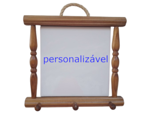 Suporte de panos em madeira envernizada com azulejo 15*15 cm  (serigrafia) personalizável