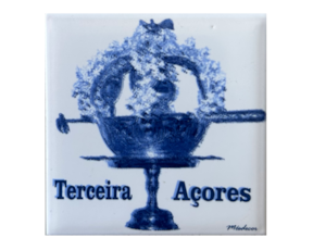 Magnético com azulejo decorado 5*5 cm decoração Coroa de Santo Cristo
