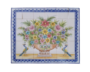 Painel de azulejos pintado à mão decoração Florão