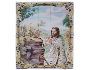 Painel de azulejo pintado à mão decoração religiosa