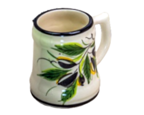 Mini caneca em faiança pintada à mão decoração azeitona