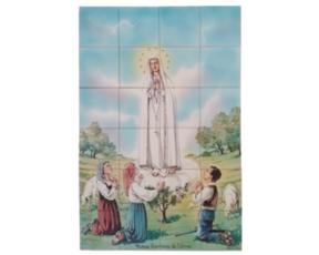 Painel de azulejo pintado à mão Decoração Nossa Senhora de Fátima