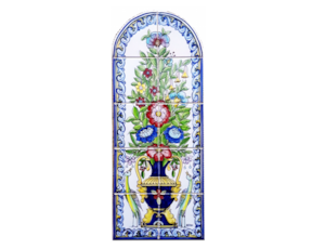 Painel pintado à mão composto por 10 azulejos florão cor