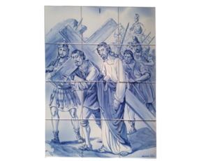 Painel de azulejo pintado à mão Estação da Via Sacra V