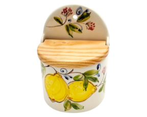 Saleiro liso em faiança pintado à mão decoração Limões