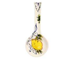 Suporte colher redondo em faiança pintado à mão decoração Limões