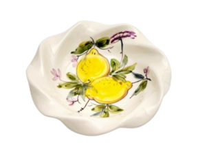 Prato taça em faiança pintado à mão decoração Limões