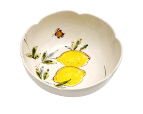 Tigela gomos em faiança pintada à mão decoração Limões