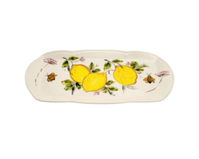 Tabuleiro em faiança pintado à mão decoração Limões