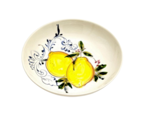 Taça redonda em faiança pintada à mão decoração Limões