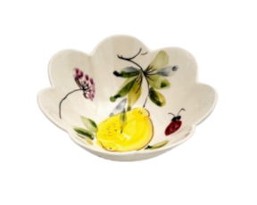 Taça Tulipa em faiança pintada à mão decoração Limões 