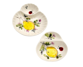 Azeitoneira em faiança pintada à mão decoração Limões