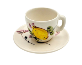Chávena de café em faiança pintada à mão decoração Limões