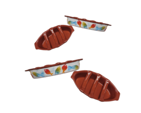 Assa chouriço canoa em cerâmica pintado à mão decoração peixinhos (52)