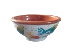 Tigela baixa em cerâmica pintada à mão decoração peixinhos (52)